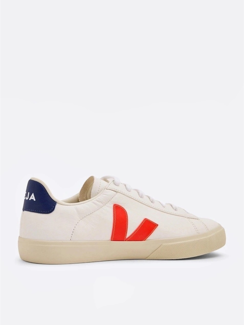 VEJA Campo ChromeFree Leather Sneakers White Orange Fluo Blue & Blue size 8